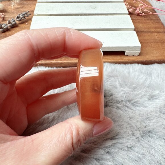 Cute Small Carnelian with Druzy Apple Carving - Picture 2 of 5